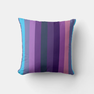 Cojín Decorativo Suave patrón de rayas azul-púrpura ecléctico y apa