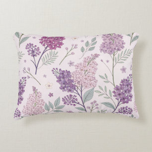 Cojín Decorativo Suave patrón floral de lila rosa y púrpura