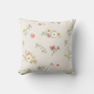 Cojín Decorativo Suave Rosa de Musgo Marfil Acuarela Floral