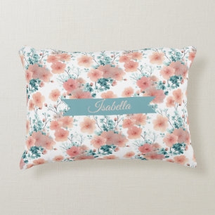 Cojín Decorativo Suave Rosa Floral Personalizada de Primavera Vinta
