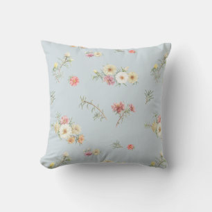 Cojín Decorativo Suave Rosa Gris Musgo Flor de Agua Rosa Acuarela F