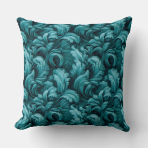 Cojín Decorativo Suave Turquesa Floral Elegante Confort