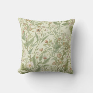Cojín Decorativo Suave Verde Salvia Floral Botánico