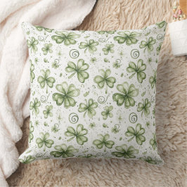 Cojín Decorativo Suaves Susurros de Trébol en Verde Acuarela