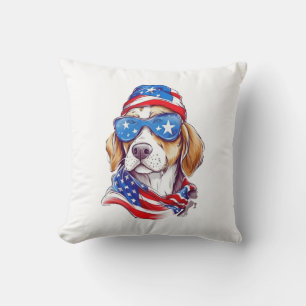Cojín Decorativo Sublimación de perro del 4 de julio-66361