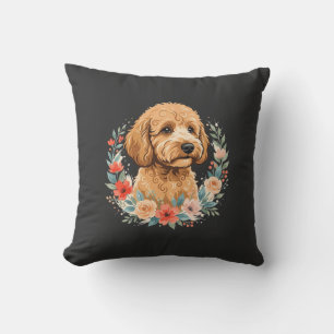 Cojín Decorativo Sublimación Redonda de Perro Floral