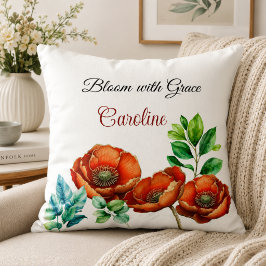 Cojín Decorativo Sublime Acuarela Amapolas Rojas Feliz Jubilación