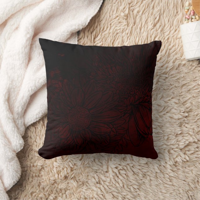 Cojín Decorativo Subtle Floral on Deep Dark Burgundy Urban Grunge (Manta)