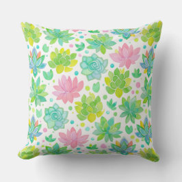 Cojín Decorativo Succulent garden in pastel watercolor pattern