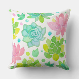 Cojín Decorativo Succulent garden in pastel watercolor pattern