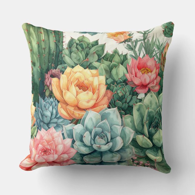 Cojín Decorativo Succulent Garden Pillow - Cactus Botanical Plant  (Anverso)