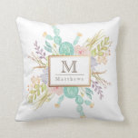 Cojín Decorativo Suculenta acuarela de Bouquet | Inicial<br><div class="desc">Por Honey & Birch Studios</div>