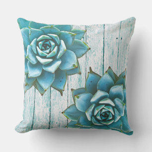 Cojín Decorativo Suculenta acuarela en Aqua