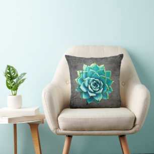 Cojín Decorativo Suculenta acuarela en gris