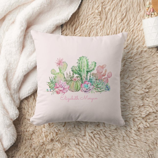 Cojín Decorativo Suculentas Chic con Acuarela (Manta)