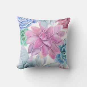 Cojín Decorativo Suculentas Fiesta Moderna Jardín Floral Blanco