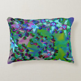 Cojín Decorativo Suculentas flores de sedum en Aqua, púrpura y azul