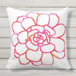 Cojín Decorativo Suculento acuarela Naranja rosa