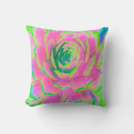 Cojín Decorativo Suculento rosette de sedum verde limón y rosa