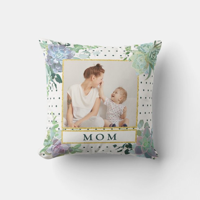 Cojín Decorativo Suculento Tema Mamá Foto Pillow (Anverso)