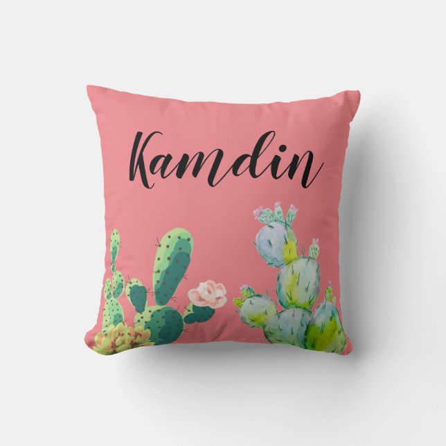 Cojín Decorativo Suculentos Cactus Bohemian Pillow Personalizado (Anverso)
