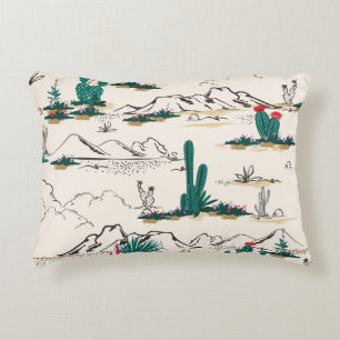 Cojín Decorativo Suculentos de Cactus: Floral de Desierto Vintage.