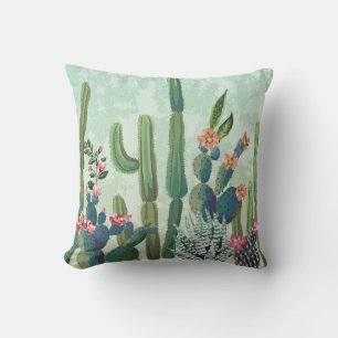 Cojín Decorativo Suculentos: patrón de cactus vintage