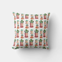 Cojín Decorativo Suculentos y cactus sobre fondo blanco
