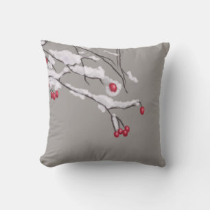Cojín Decorativo Sucursales De Winter Berries Cubiertas De Nieve