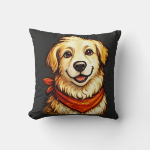 Cojín Decorativo Sudadera con perro dorado feliz dibujado a mano
