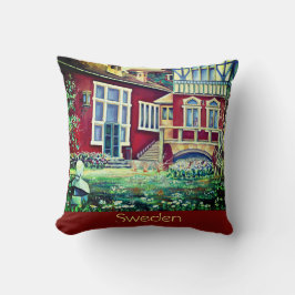 Cojín Decorativo Suecia, pintoresco Paisaje Rojo Falun.