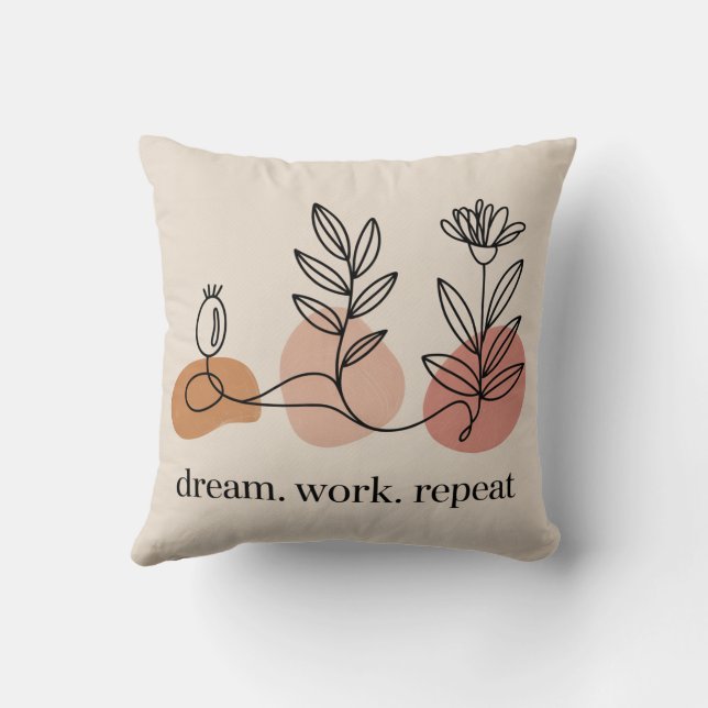 Cojín Decorativo Sueña. Trabaja. Repite (Reverso)