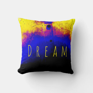 Cojín Decorativo "Sueño" amarillo con diseño amarillo borgoña azul