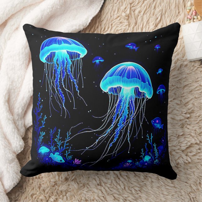 Cojín Decorativo Sueño bioluminiscente de medusas (Manta)