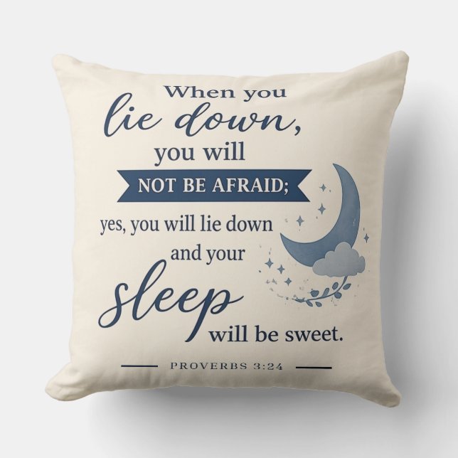 Cojín Decorativo Sueño Celestial - Proverbios 3:24 (Anverso)