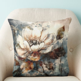 Cojín Decorativo Sueño de Acuarela de Peonía Crema