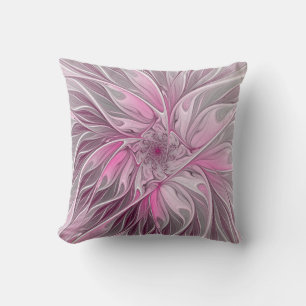 Cojín Decorativo Sueño de flores rosadas fractales, patrón de fanta