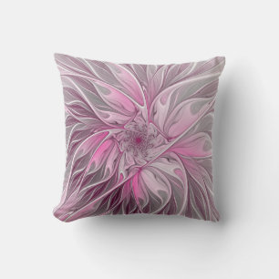 Cojín Decorativo Sueño de flores rosadas fractales, patrón de fanta