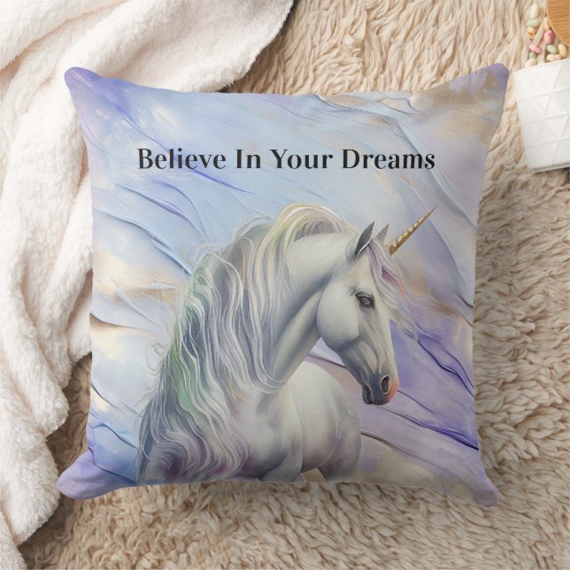 Cojín Decorativo Sueño de oro morado Unicornio (Manta)