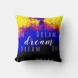 Cojín Decorativo "Sueño" en blanco con diseño amarillo borgoña azul