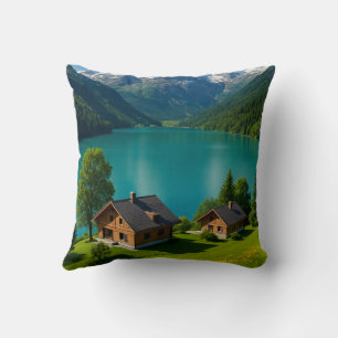 Cojín Decorativo "Sueño en los Alpes: Lago Turquesa"