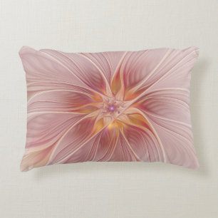 Cojín Decorativo Sueño floral abstracto de fractal arte suave rosa