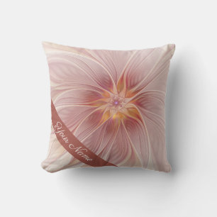 Cojín Decorativo Sueño floral abstracto moderno de color rosa suave