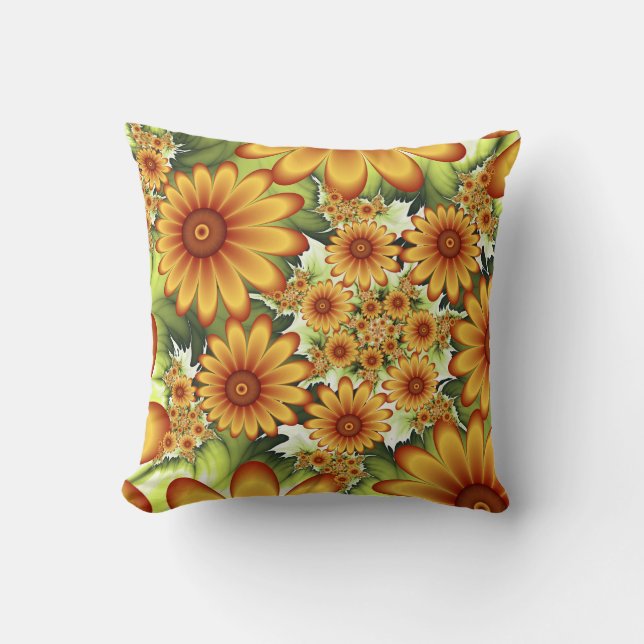 Cojín Decorativo Sueño floral, flores abstractas modernas arte frac (Anverso)