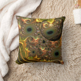Cojín Decorativo Sueño Fractal de Oro Líquido