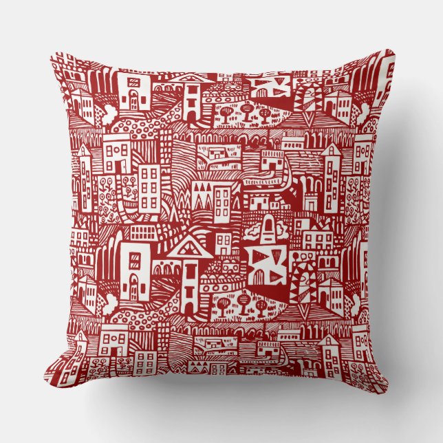 Cojín Decorativo Sueño Urbano - Rojo Ruby (Anverso)