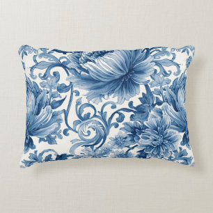 Cojín Decorativo Sueños Azules   Chinoiserie Acuarela Floral
