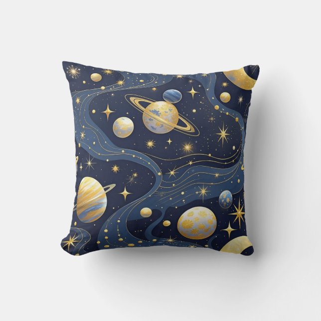 Cojín Decorativo Sueños Celestiales – Patrón Cósmico Abstracto Sin  (Anverso)