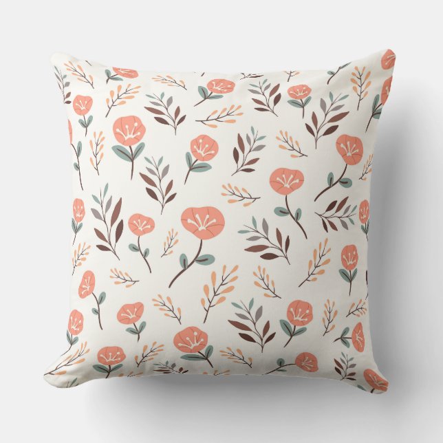 Cojín Decorativo Sueños de amapolas rojas escandinavas (Anverso)