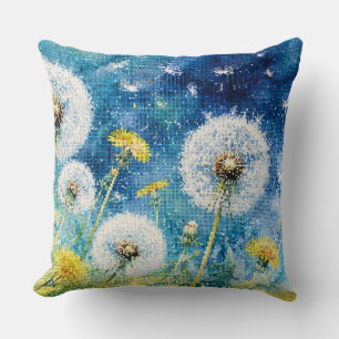 Cojín Decorativo Sueños de Diente de León Acuarela Floral Geométric